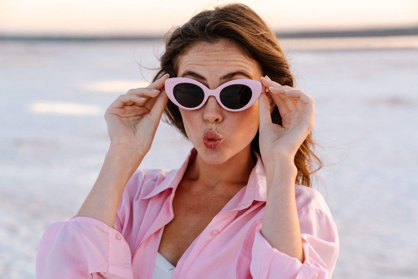 Surprised Shocked Young Girl in Sunglasses